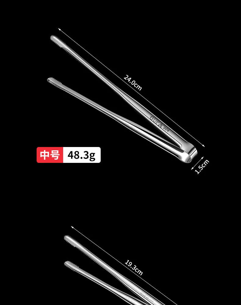 Stainless steel barbecue tongs Japanese bread tongs food tongs steak tongs lengthened barbecue tongs kitchen gadgets