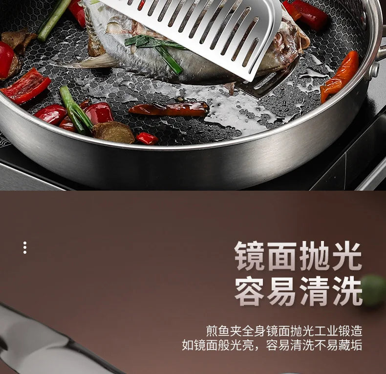 Stainless steel household barbecue tongs food tongs fried fish grilled fish tongs steak frying tongs kitchen tools