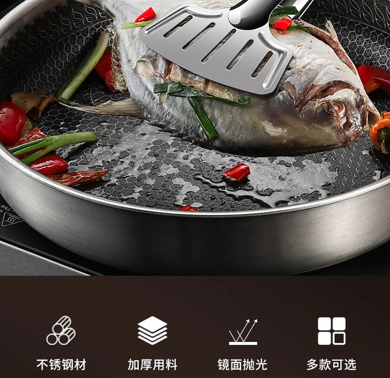 Stainless steel household barbecue tongs food tongs fried fish grilled fish tongs steak frying tongs kitchen tools