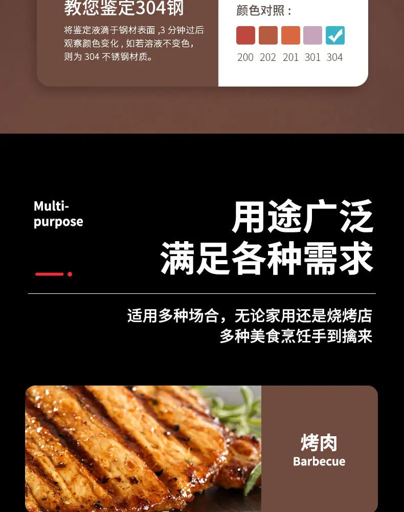 Stainless steel barbecue tongs Japanese bread tongs food tongs steak tongs lengthened barbecue tongs kitchen gadgets