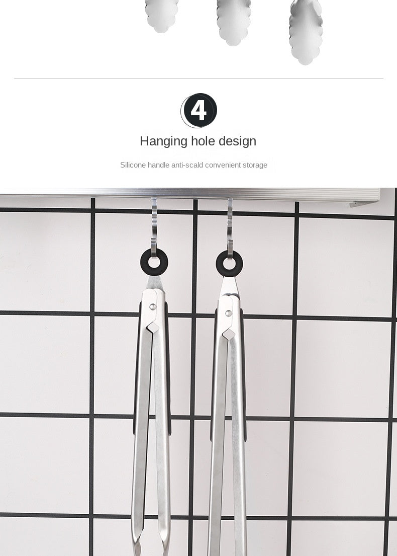 9/12/14/16 Inch Bbq Tongs Non-Slip Handle Stainless Steel Fried Barbecue Clip Salad Bread Clamp Kitchen Tools Meat Food Clip