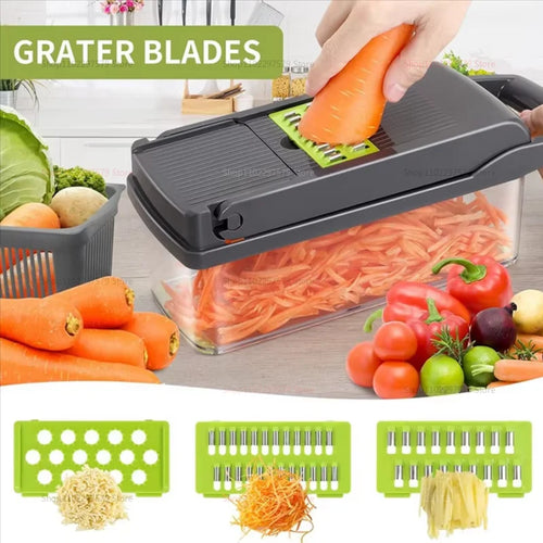 14/16 in1 Portable Vegetable Cutter Shredder Multifunctional Slicer Chopper Carrot Grater Reusable Fruit Veggie Cutting Tool