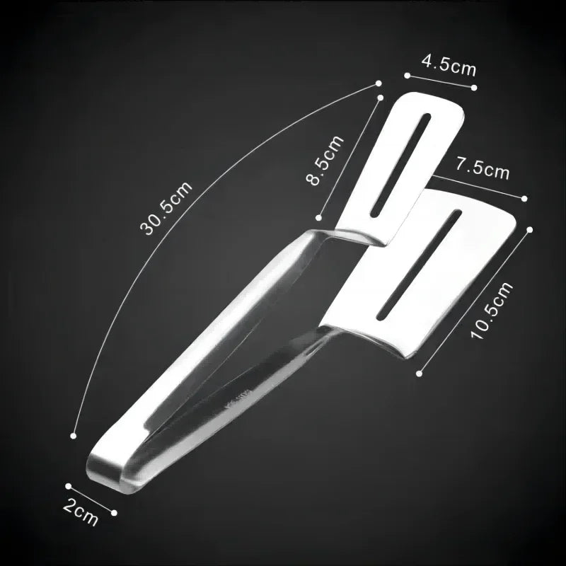 Stainless Steel Double-Sided Shovel Clip Anti-Scald BBq Barbecue Tong Fried Steak Shovel Fried Fish Shovel Vegetable Clamp Tool
