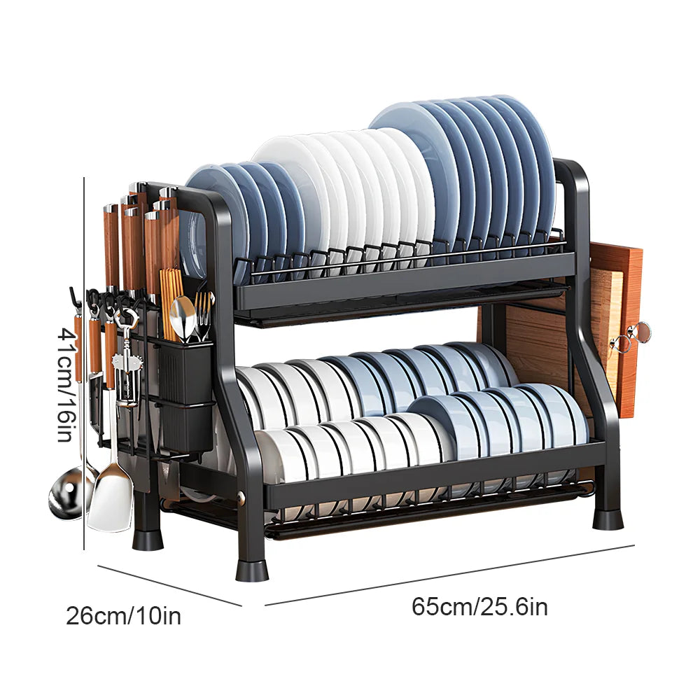 Kitchen Bowl Dish Organizer  Stainless Steel Dish Holder Adjustable Dish Drying Rack & Drainboard Organizer for Kitchen Plates