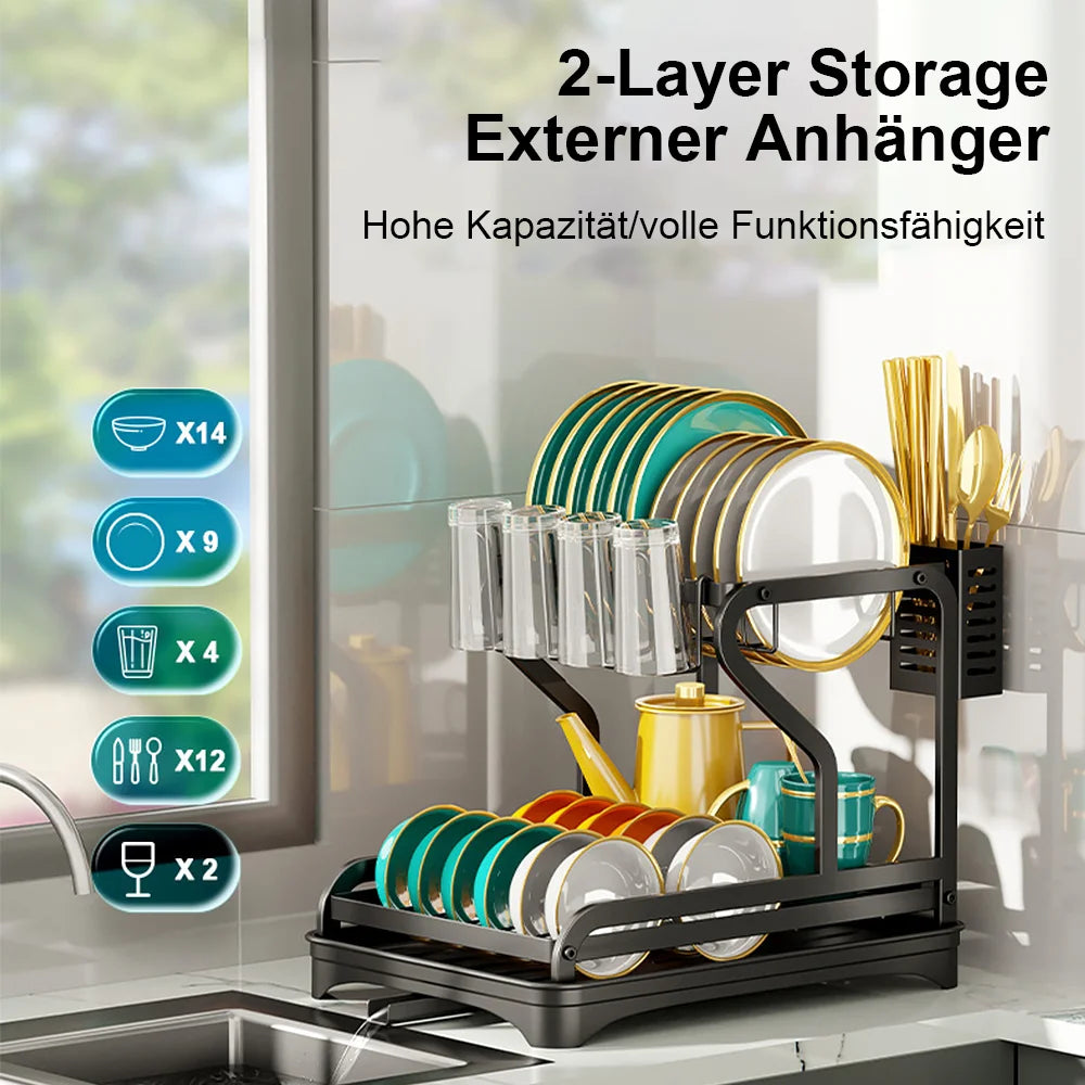 Kitchen Bowl Dish Organizer  Stainless Steel Dish Holder Adjustable Dish Drying Rack & Drainboard Organizer for Kitchen Plates