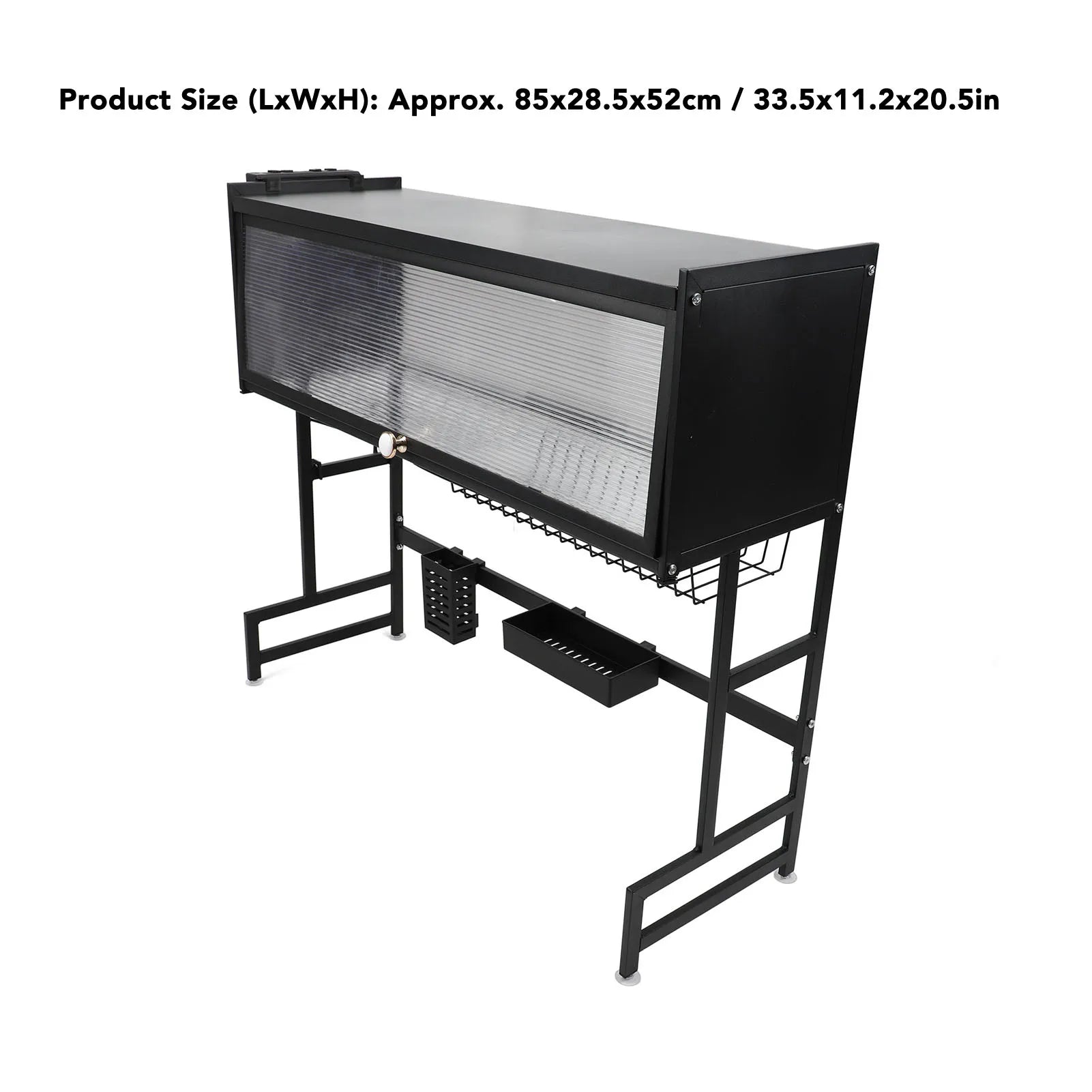 Over Sink Dish Drying Rack Carbon Steel Space Saving 2 Tier Above Kitchen Sink Dish Drying Drainer Rack with Cover for Kitchen