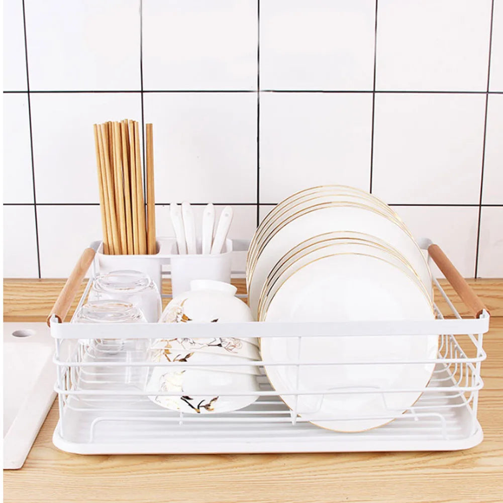 【Lifeideas】White Iron Dish Drainer dish draining rack Kitchen countertop storage rack