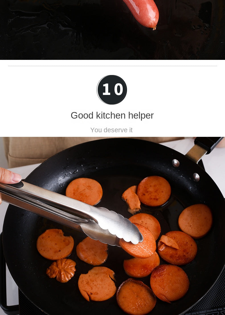 9/12/14/16 Inch Bbq Tongs Non-Slip Handle Stainless Steel Fried Barbecue Clip Salad Bread Clamp Kitchen Tools Meat Food Clip