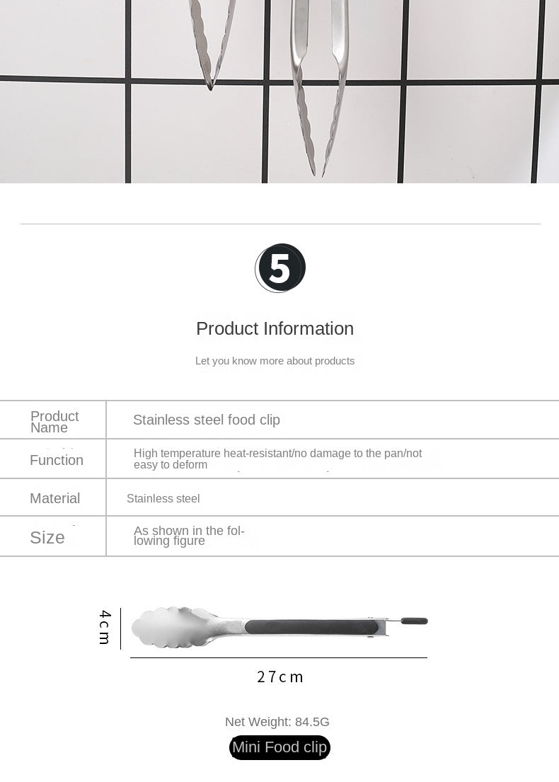 9/12/14/16 Inch Bbq Tongs Non-Slip Handle Stainless Steel Fried Barbecue Clip Salad Bread Clamp Kitchen Tools Meat Food Clip