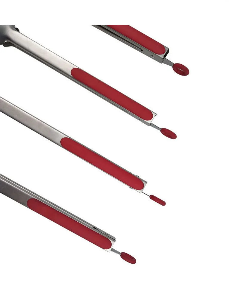 Steel food tongs BBQ grill tools 9 inch 12 inch 14 inch 16 inch factory wholesale stainless steel food tongs