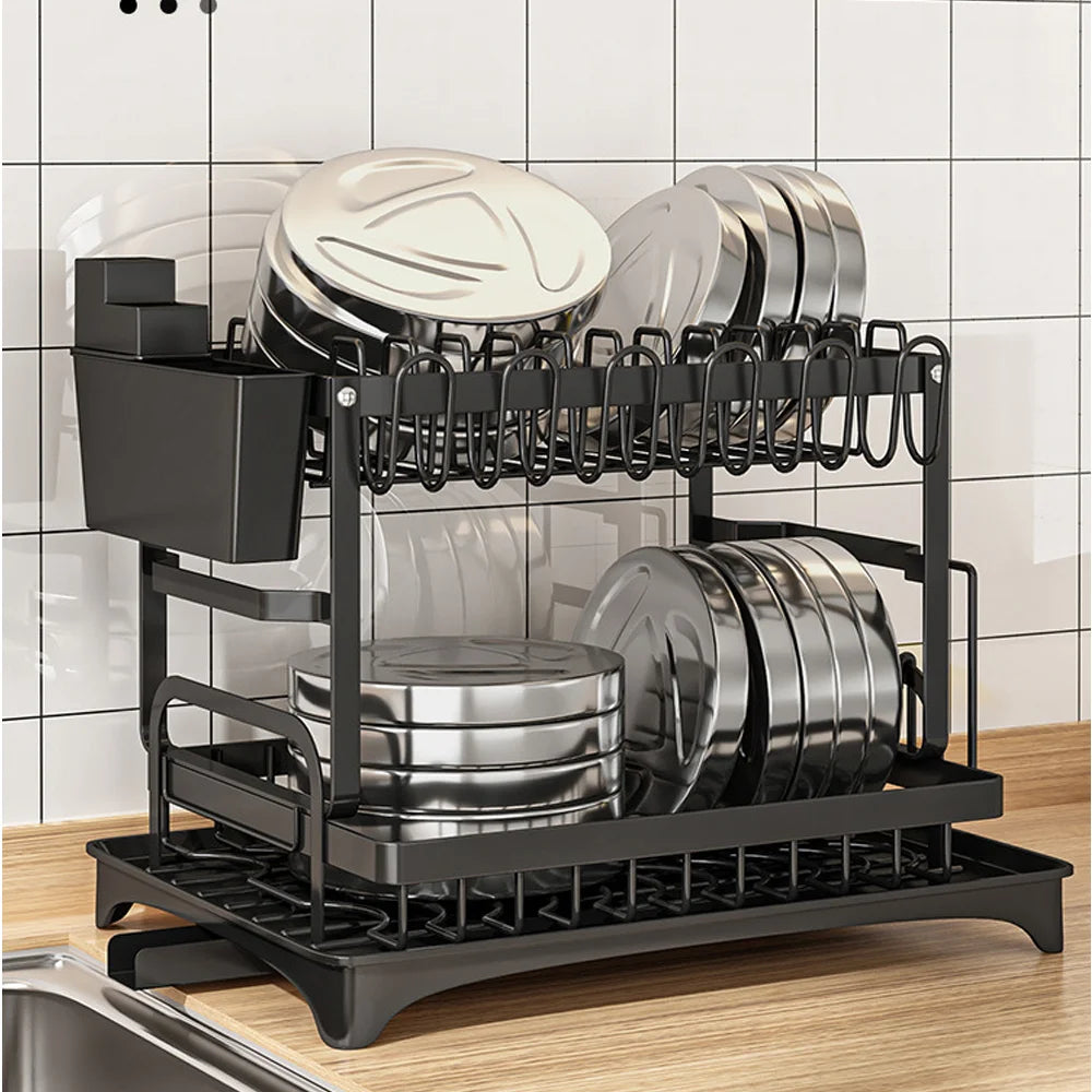 Drainer rack kitchen sink Kitchen Adjustable Plates Organizer Dish Bowl Drainer Storage Rack Cutlery Storage Holder