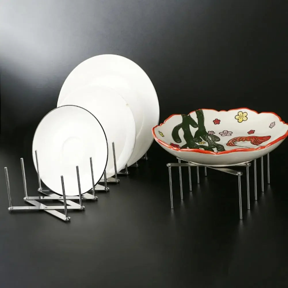 Stainless Steel Pot Lid Holder Retractable Space Saving Multifunctional Dish Plate Bowl Organizer Storage Rack Kitchen Supplies