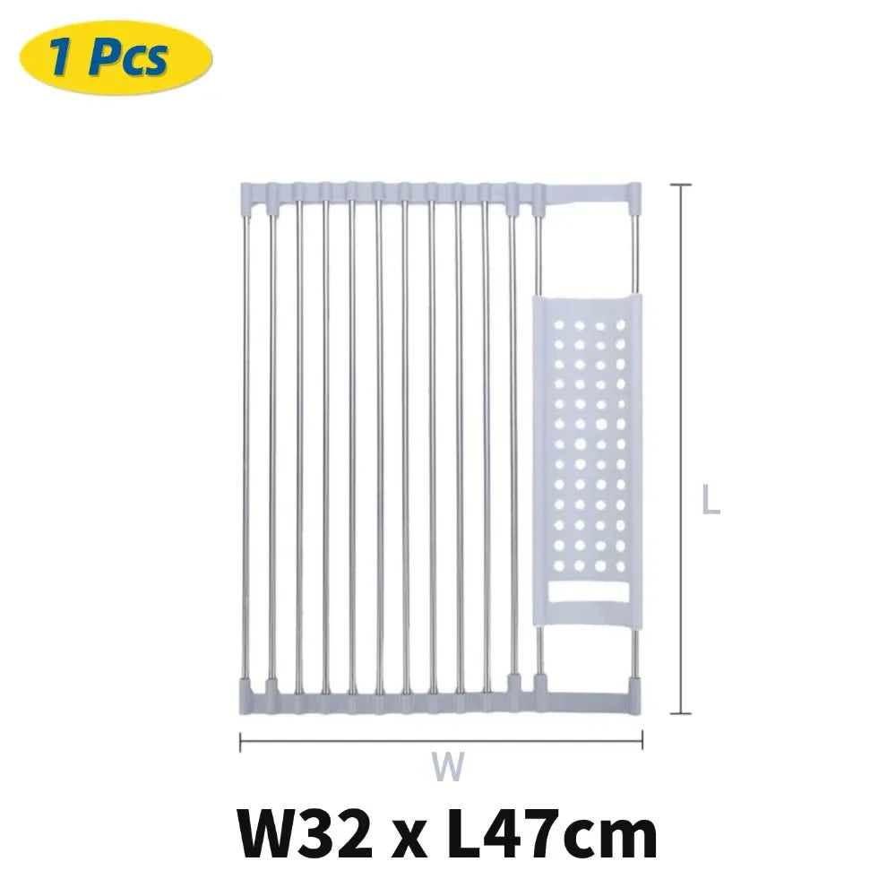 304 Stainless Kitchen Foldable Sink Plate Storage Bowl Holder Kitchen Dish Drying Rack Dish Drainer Shelf Kitchen Accessories