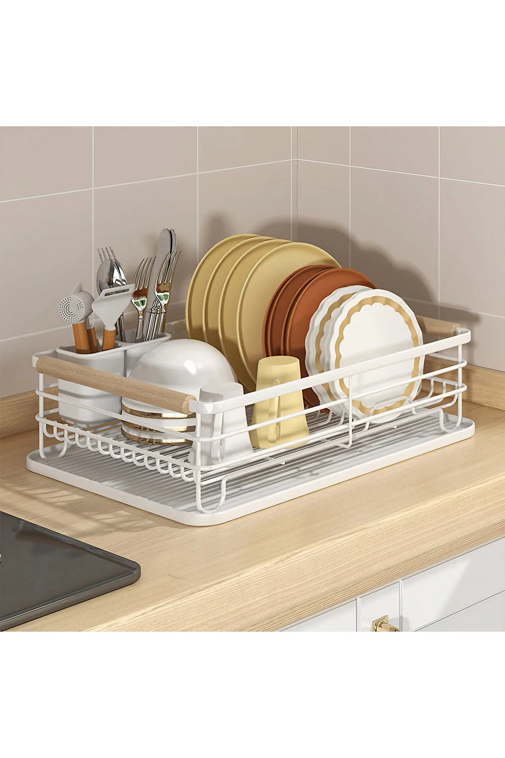 【Lifeideas】White Iron Dish Drainer dish draining rack Kitchen countertop storage rack