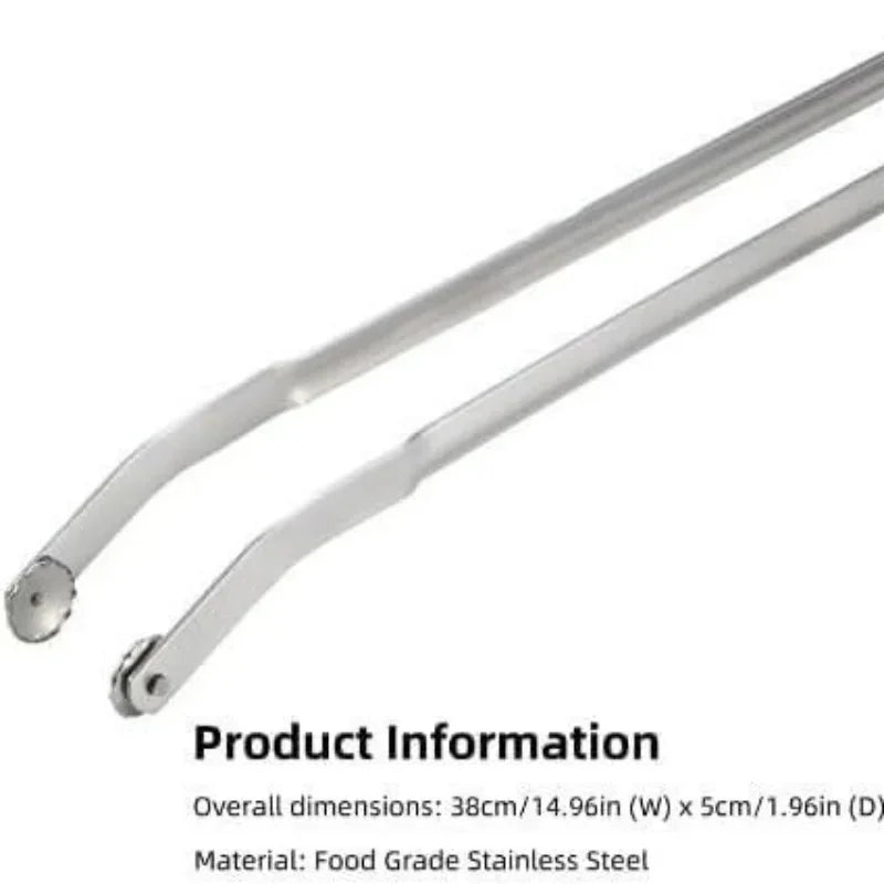 BBQ Sausage Turning Tongs Kitchen Hot Dogs Cooking Clip Stainless Steel Barbecue Long Handle Tongs for Flipping Bacon Steak Meat