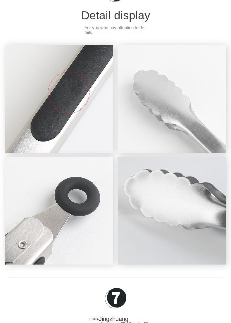 9/12/14/16 Inch Bbq Tongs Non-Slip Handle Stainless Steel Fried Barbecue Clip Salad Bread Clamp Kitchen Tools Meat Food Clip