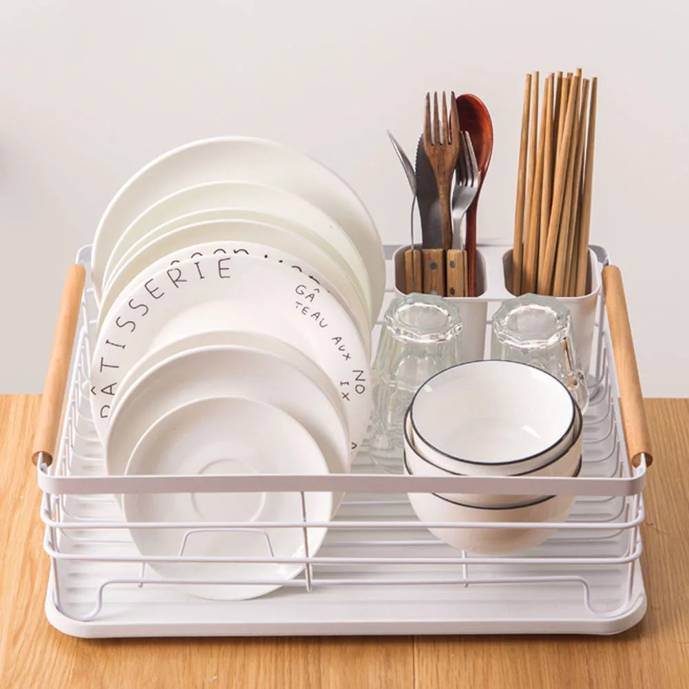 【Lifeideas】White Iron Dish Drainer dish draining rack Kitchen countertop storage rack