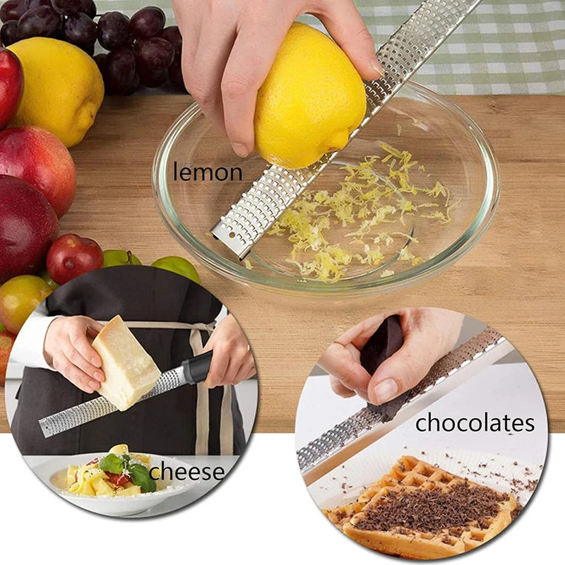 Stainless Steel Cheese Grater Lemon Zester With Cover Cheese Lemon Fruit Chocolate Grater With Nonslip Handle Kitchen Gadget