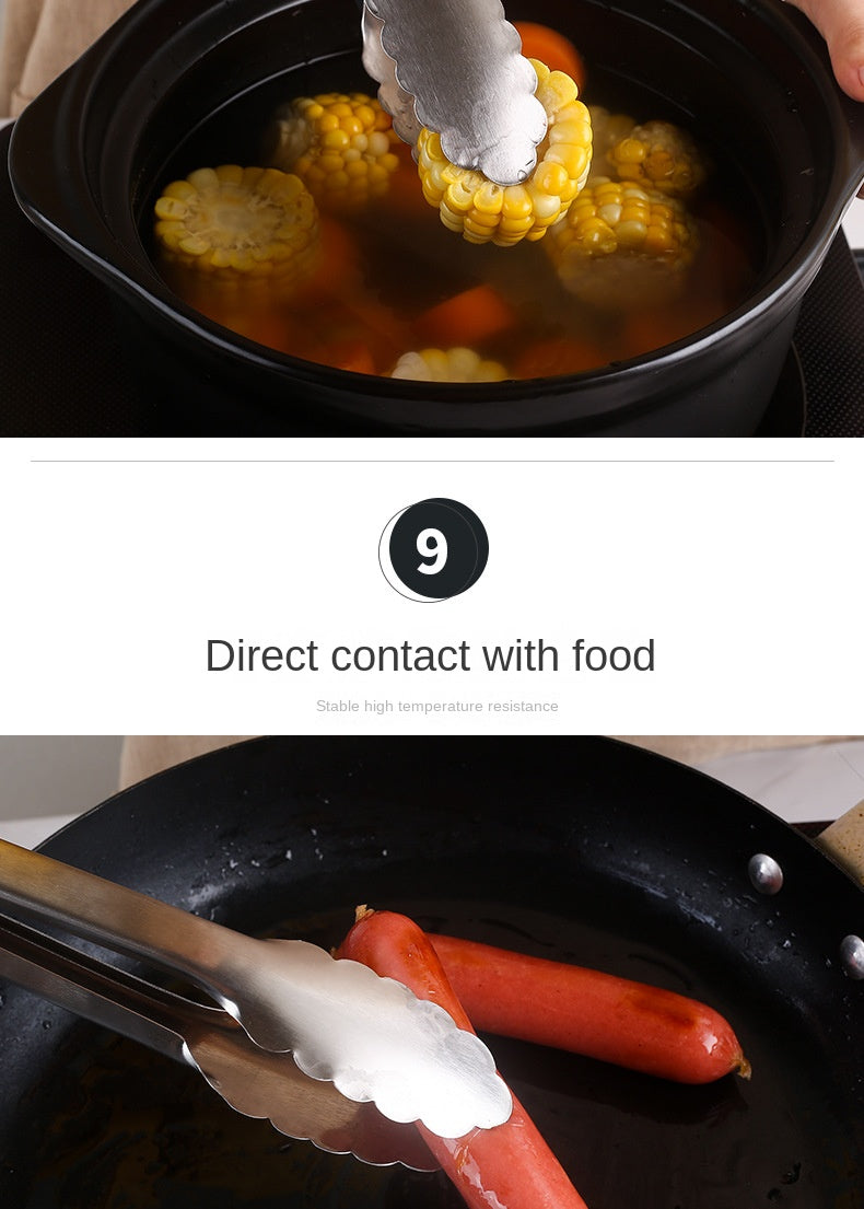 9/12/14/16 Inch Bbq Tongs Non-Slip Handle Stainless Steel Fried Barbecue Clip Salad Bread Clamp Kitchen Tools Meat Food Clip