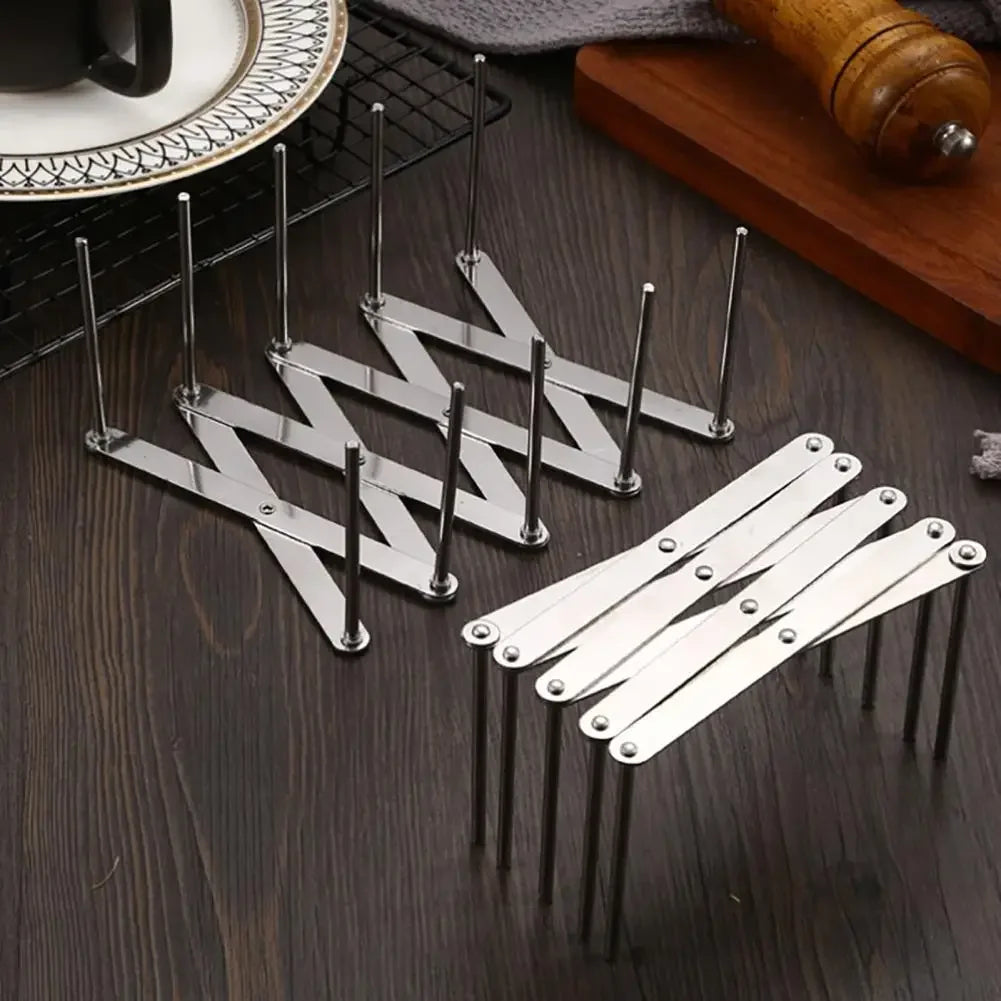 Stainless Steel Pot Lid Holder Retractable Space Saving Multifunctional Dish Plate Bowl Organizer Storage Rack Kitchen Supplies