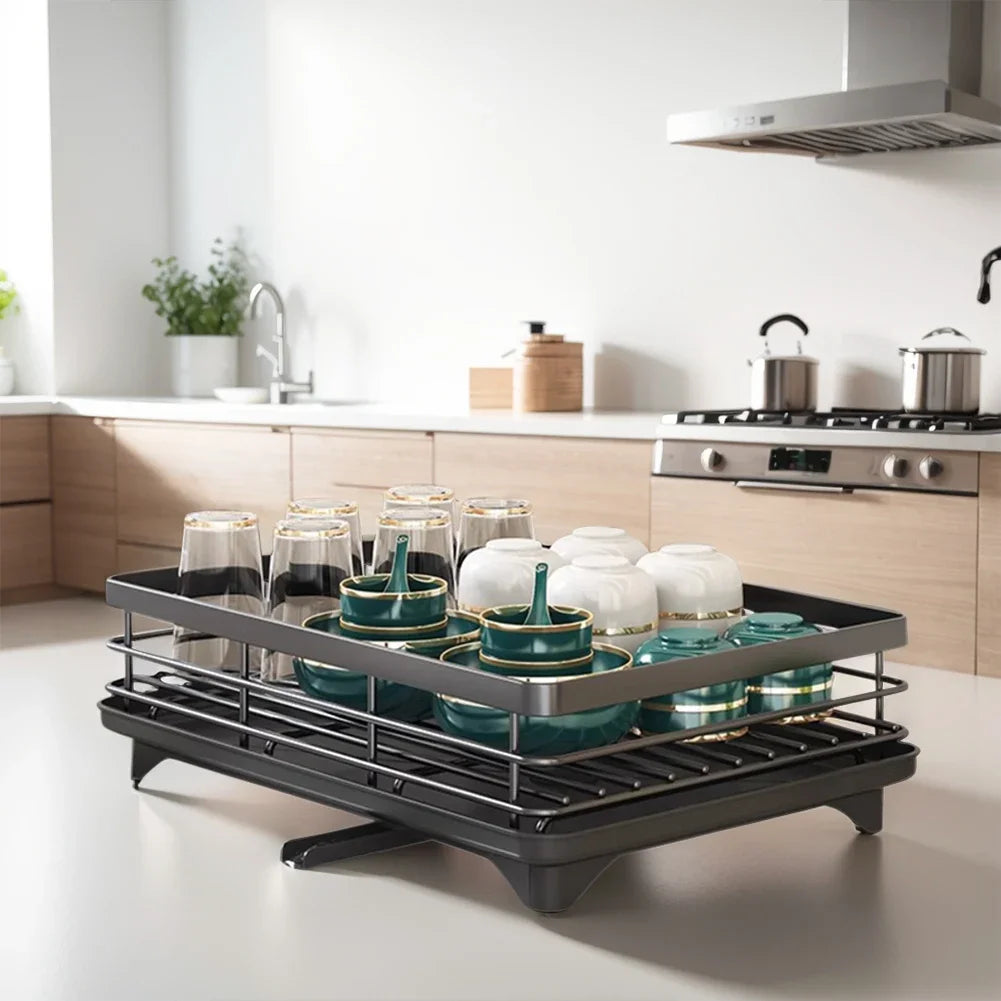 2025 Dish Drying Rack Kitchen Adjustable  Steel 2 Tier Plates Organizer Dish Bowl Drainer Storage Rack Kitchen Utensils