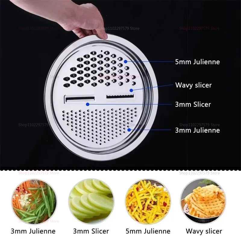 3-in-1 Vegetable Slicer Cutter Grater Drain Basket Stainless Steel Salad Maker Bowl Kitchen Gadgets Fruits Vegetables Cooking