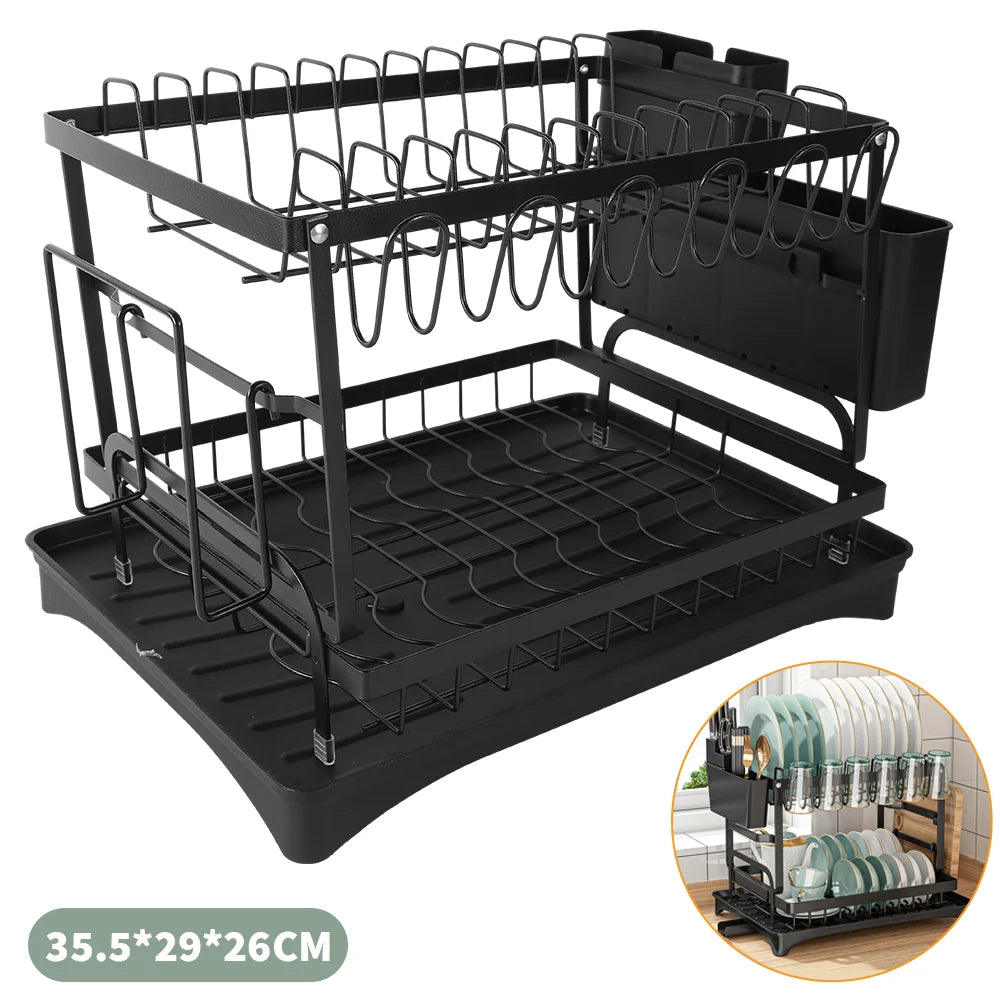 Kitchen Bowl Dish Organizer  Stainless Steel Dish Holder Adjustable Dish Drying Rack & Drainboard Organizer for Kitchen Plates