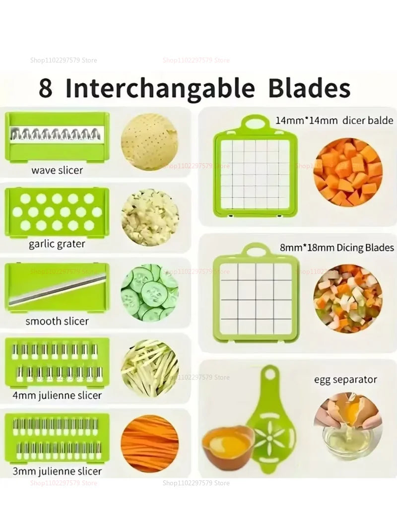 14/16 in1 Portable Vegetable Cutter Shredder Multifunctional Slicer Chopper Carrot Grater Reusable Fruit Veggie Cutting Tool