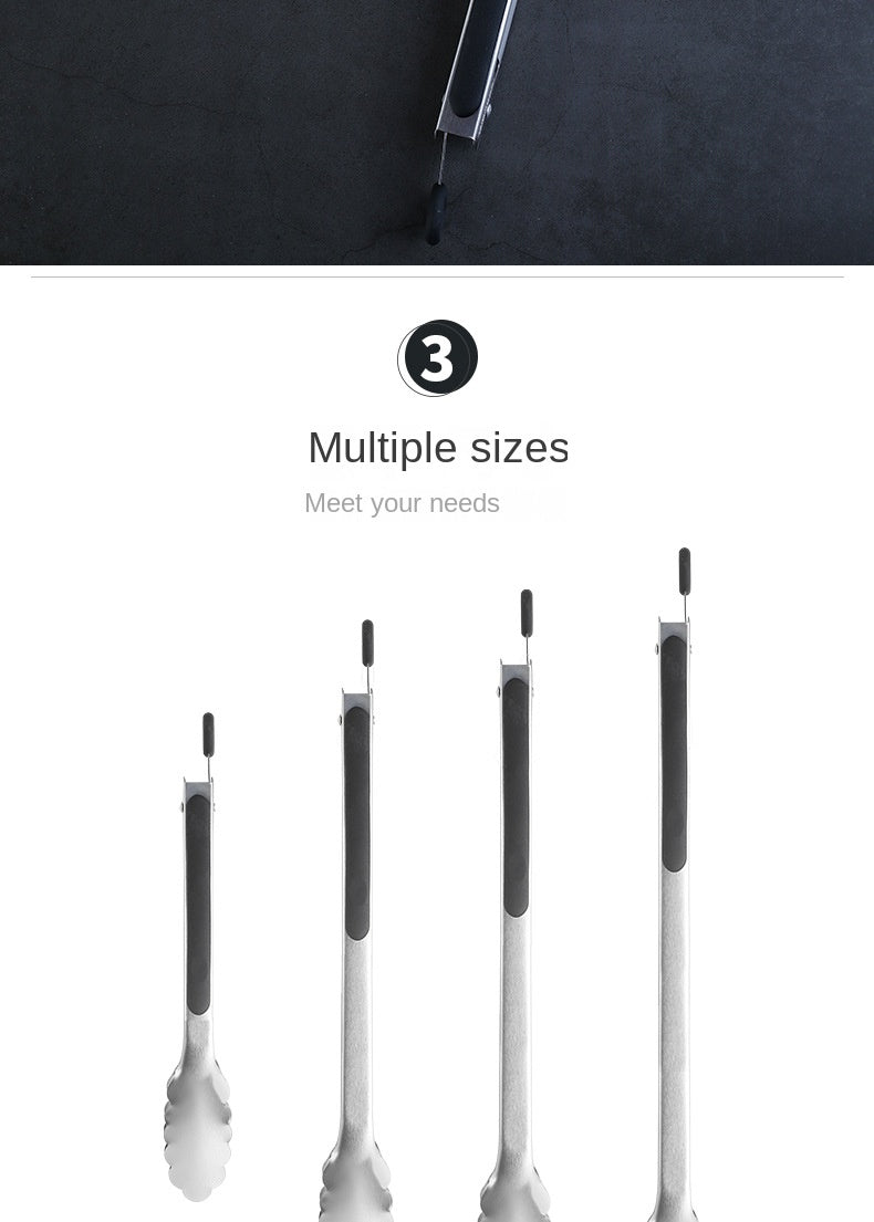 9/12/14/16 Inch Bbq Tongs Non-Slip Handle Stainless Steel Fried Barbecue Clip Salad Bread Clamp Kitchen Tools Meat Food Clip