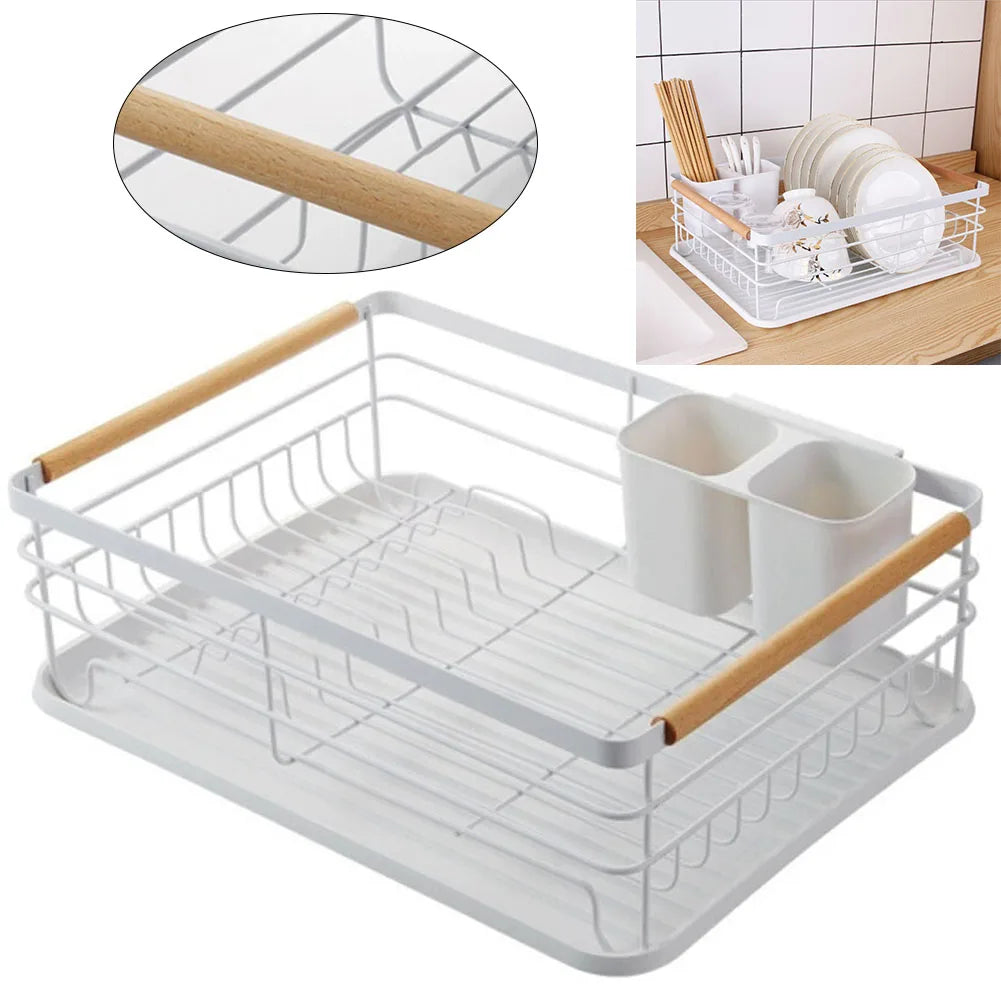 【Lifeideas】White Iron Dish Drainer dish draining rack Kitchen countertop storage rack
