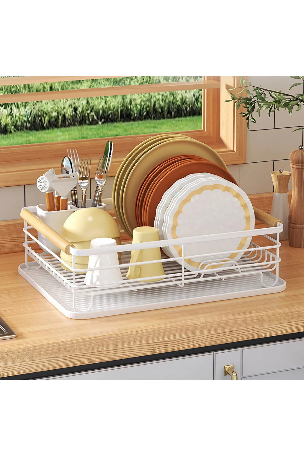 【Lifeideas】White Iron Dish Drainer dish draining rack Kitchen countertop storage rack