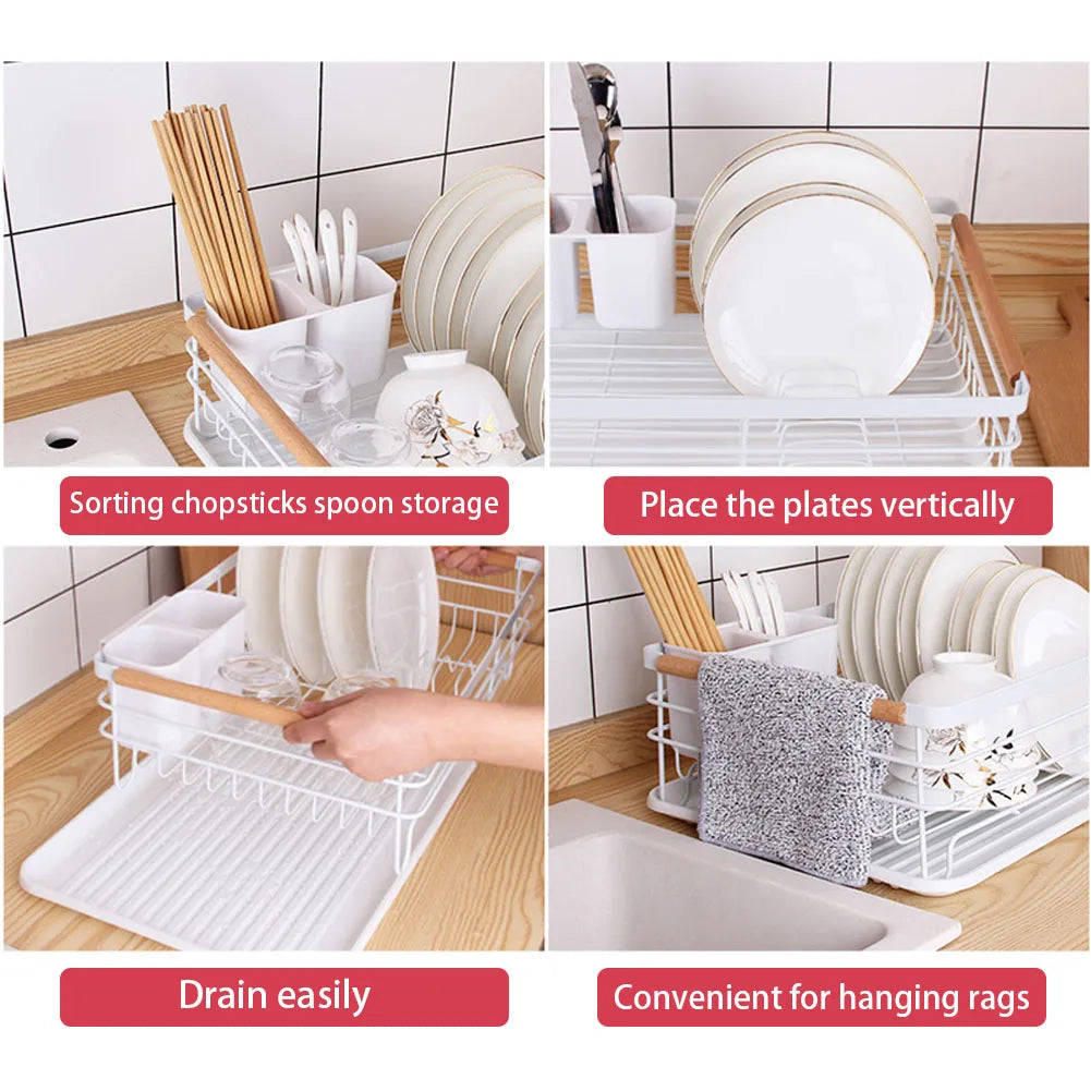 【Lifeideas】White Iron Dish Drainer dish draining rack Kitchen countertop storage rack