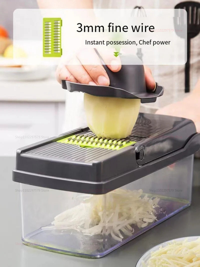 14/16 in1 Portable Vegetable Cutter Shredder Multifunctional Slicer Chopper Carrot Grater Reusable Fruit Veggie Cutting Tool