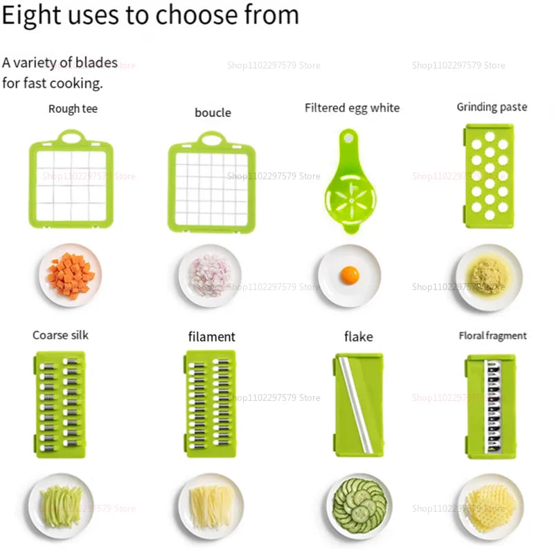 14/16 in1 Portable Vegetable Cutter Shredder Multifunctional Slicer Chopper Carrot Grater Reusable Fruit Veggie Cutting Tool