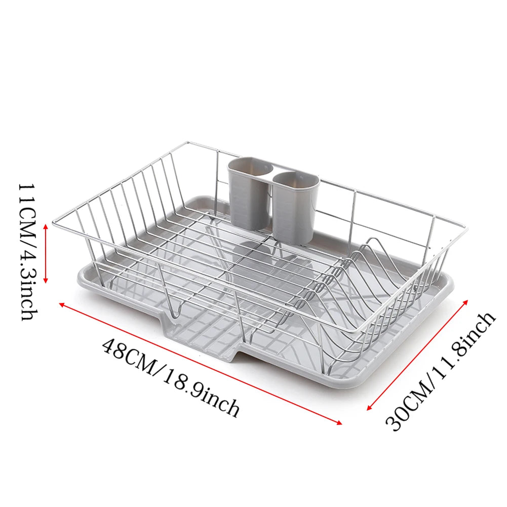 【Lifeideas】Self Draining Dish Dryer with Drainboard Counter Dish Drainer Kitchen Drying Rack for Countertop Kitchen