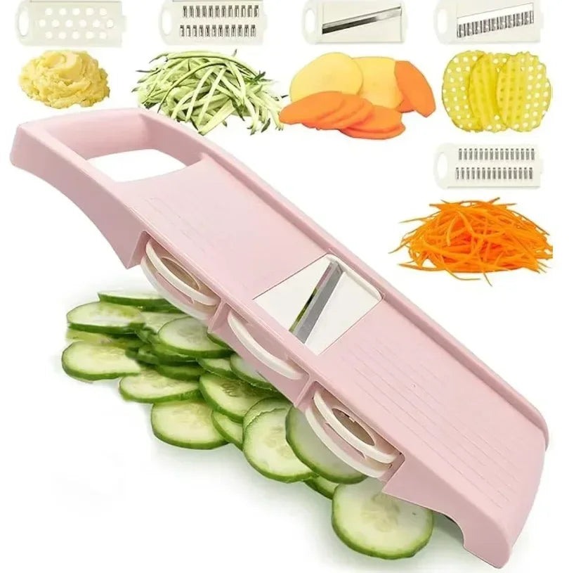 5 in1 Vegetable Fruit Slicer Multifunctional Manual Food Grater Cutter Potato Chopper Kitchen Veggie Dicer Gadgets W/ hand guard