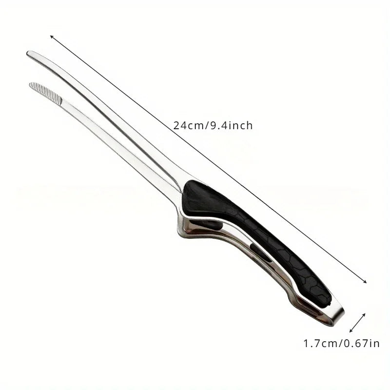 1pc Stainless Steel Barbecue Tongs, Anti-scald and Anti-slip, Bright Korean Food Tongs, Steak Tongs, Buffet Restaurant Tongs