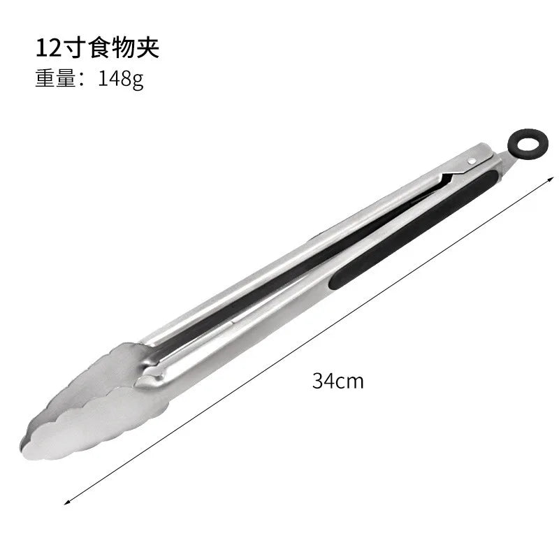Steel food tongs BBQ grill tools 9 inch 12 inch 14 inch 16 inch factory wholesale stainless steel food tongs