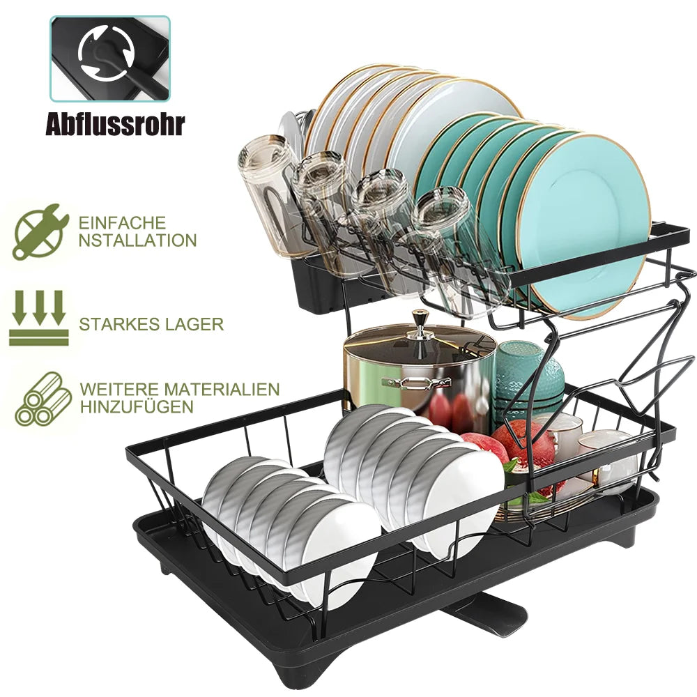 Kitchen Bowl Dish Organizer  Stainless Steel Dish Holder Adjustable Dish Drying Rack & Drainboard Organizer for Kitchen Plates