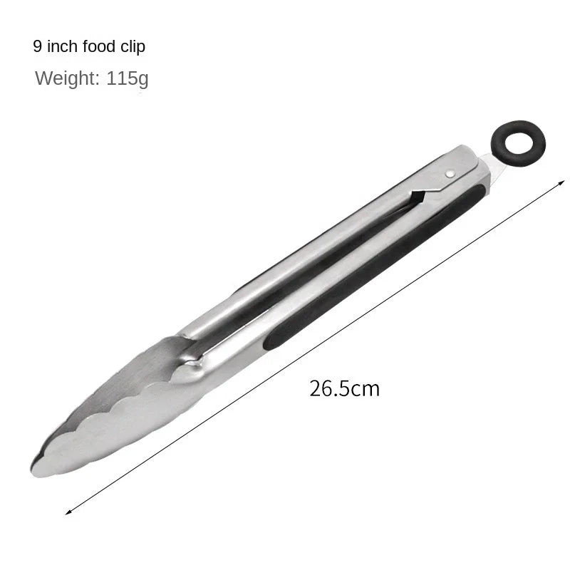 Steel food tongs BBQ grill tools 9 inch 12 inch 14 inch 16 inch factory wholesale stainless steel food tongs