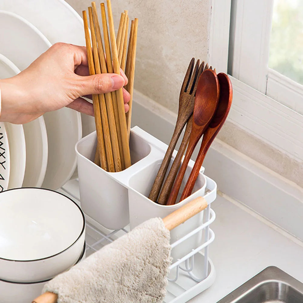 【Lifeideas】White Iron Dish Drainer dish draining rack Kitchen countertop storage rack