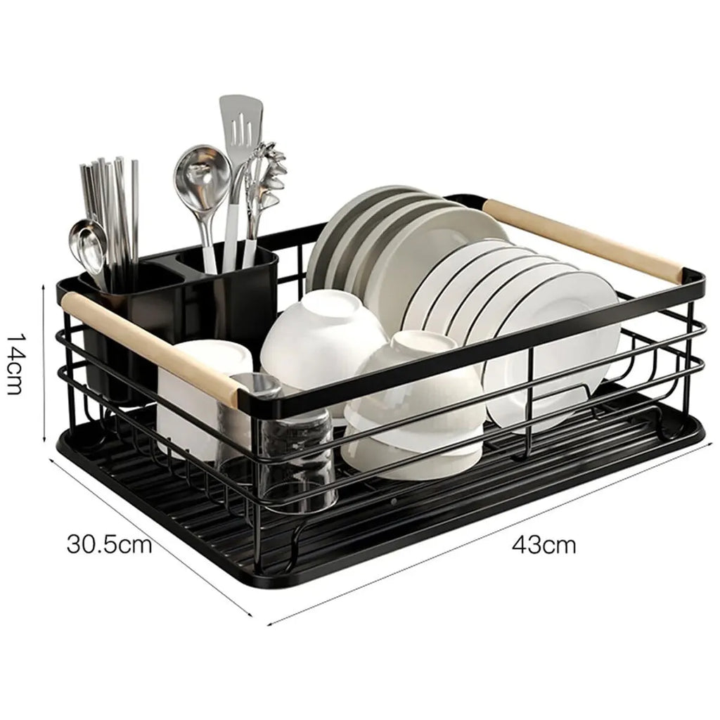 UK Large Kitchen Sink Dish Drainer Rack With Drip Tray And Plate Cutlery Holde