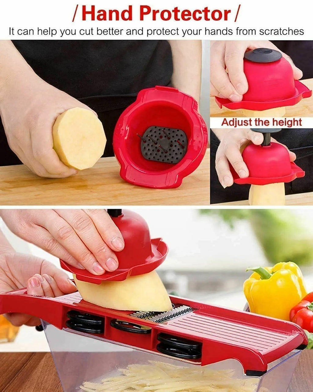 Fruit Vegetable Chopper Slicer Julienne Cutter Peeler Grater 6in1 Mandoline Tool