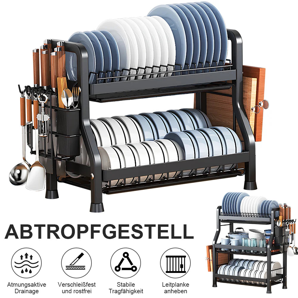 Kitchen Bowl Dish Organizer  Stainless Steel Dish Holder Adjustable Dish Drying Rack & Drainboard Organizer for Kitchen Plates