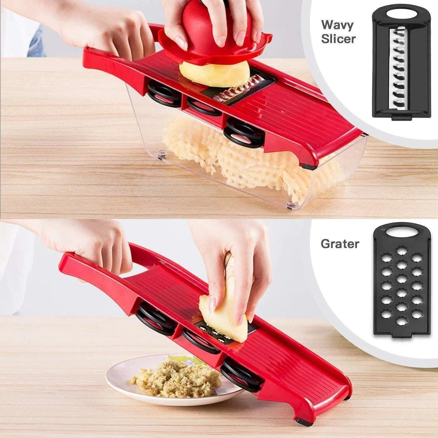 Fruit Vegetable Chopper Slicer Julienne Cutter Peeler Grater 6in1 Mandoline Tool