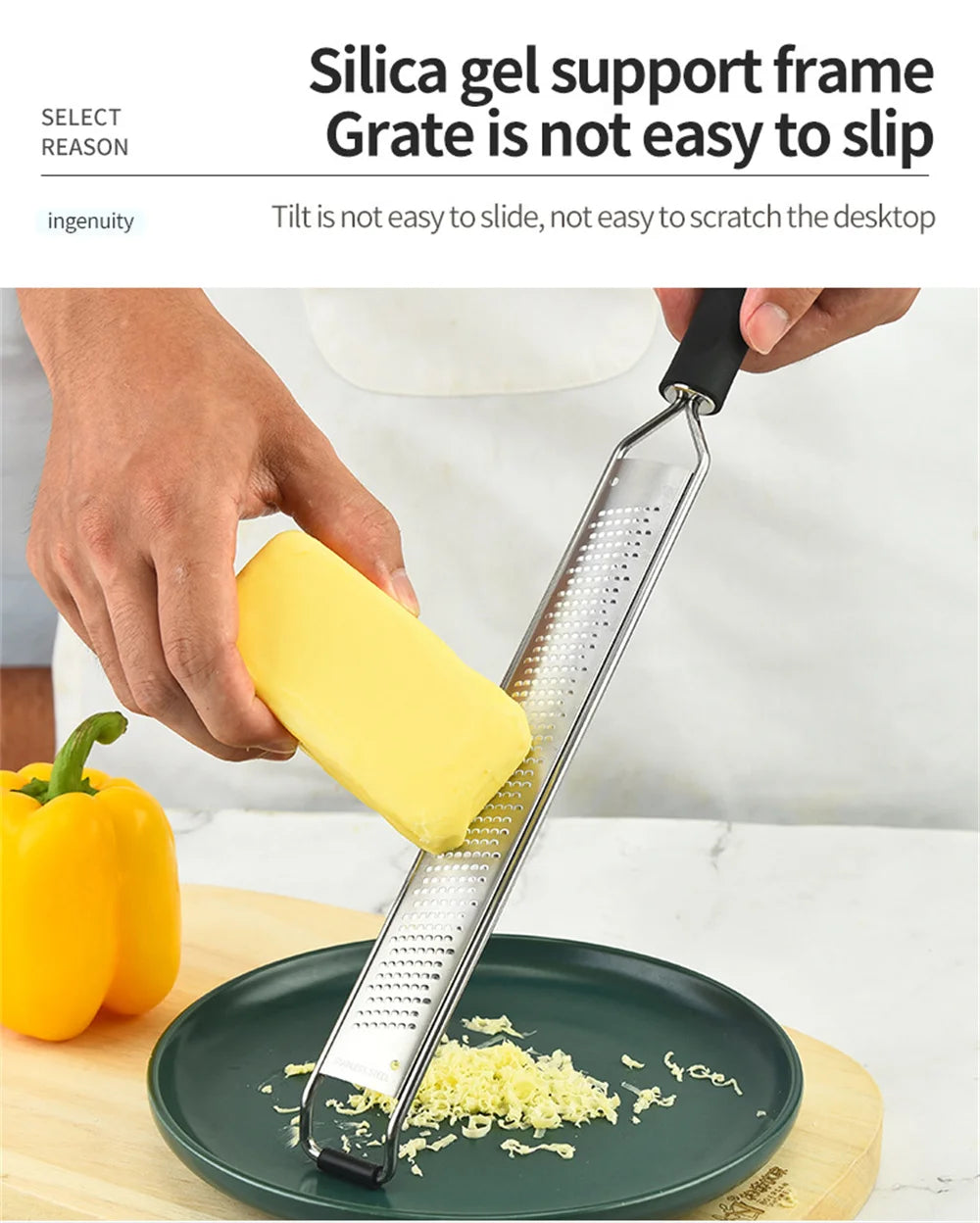 1pc Stainless Steel Wire Grater Plastic Anti Slip Handle Cheese Grater Garlic Fruit Grater Chocolate Lemon Grater Kitchen Gadget