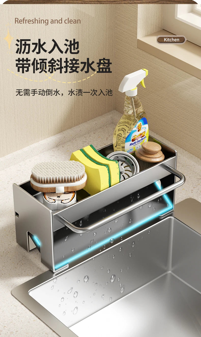Kitchen Sink Stand Sponge Holder Dish Drainer Organizers Storage Accessories Shelf Storage Organizer Dish Drying Rack Gadgets