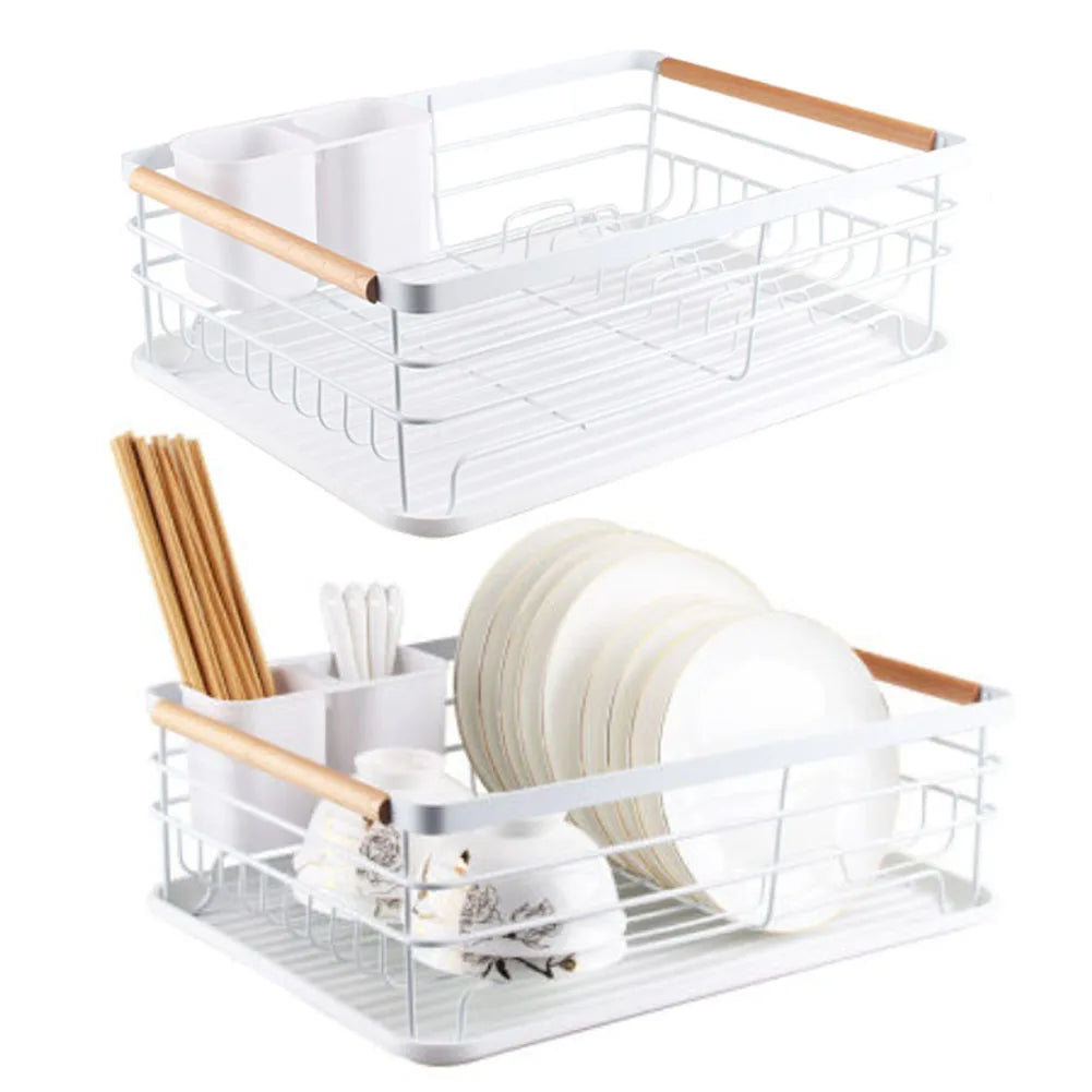 【Lifeideas】White Iron Dish Drainer dish draining rack Kitchen countertop storage rack