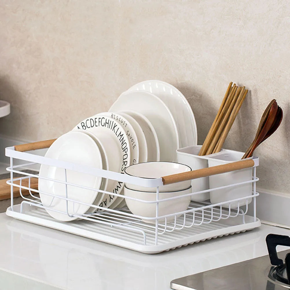 【Lifeideas】White Iron Dish Drainer dish draining rack Kitchen countertop storage rack