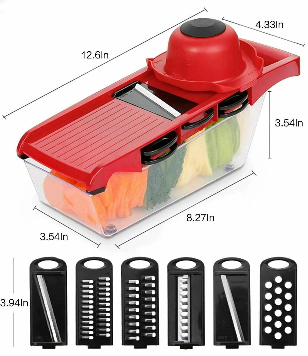 Fruit Vegetable Chopper Slicer Julienne Cutter Peeler Grater 6in1 Mandoline Tool
